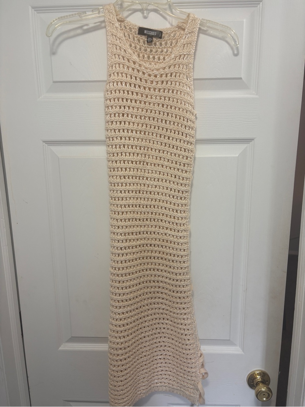 Missguided Cream Open Crochet Knit Cover Up